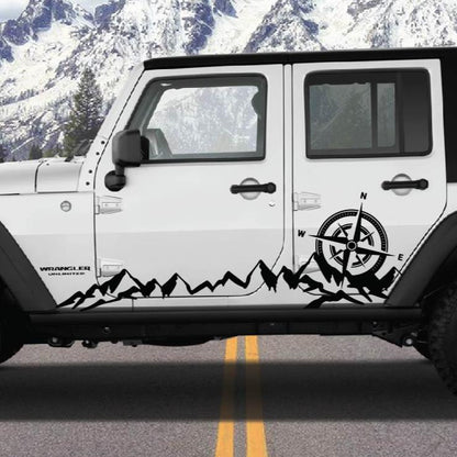 Mountains Landscape Compass Vehicle Decal Set