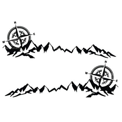 Mountains Landscape Compass Vehicle Decal Set